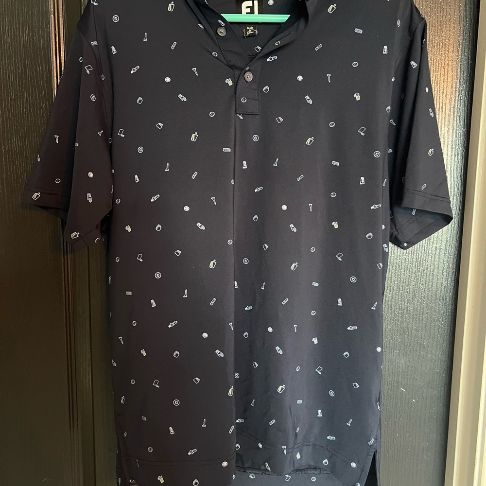 Men's Navy Patterned Polo Shirt